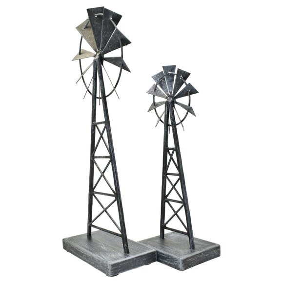 Adam & Friends Home Decor Metal Windmills (Large & Small) Sculpture | 2-Piece - Picture 3 of 4